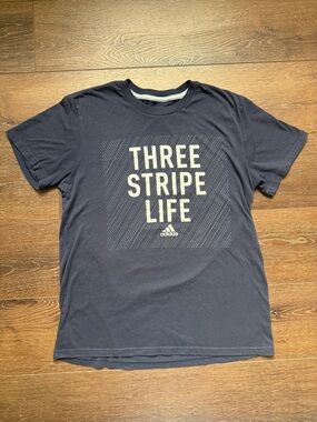 adidas Navy 'Three Stripe Life' Graphic Short Sleeve Tee